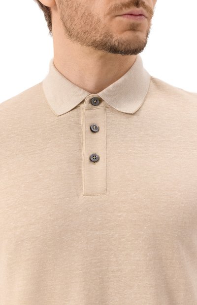 Поло из хлопка и льна BOSS, арт. 50537501, фото 5