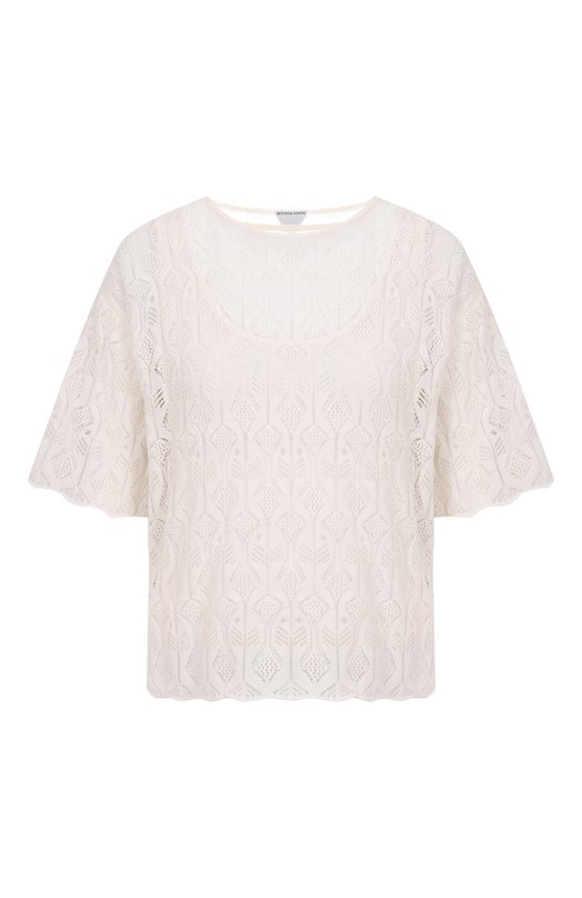 Топ из хлопка и шелка Bottega Veneta 833883/V5ND0 Кремовый 833883/V5ND0