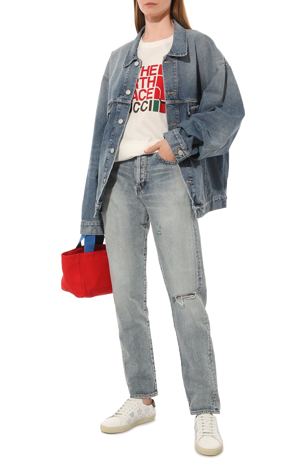 Хлопковая футболка the north face x gucci GUCCI, арт. 615044 XJDTF, фото 2