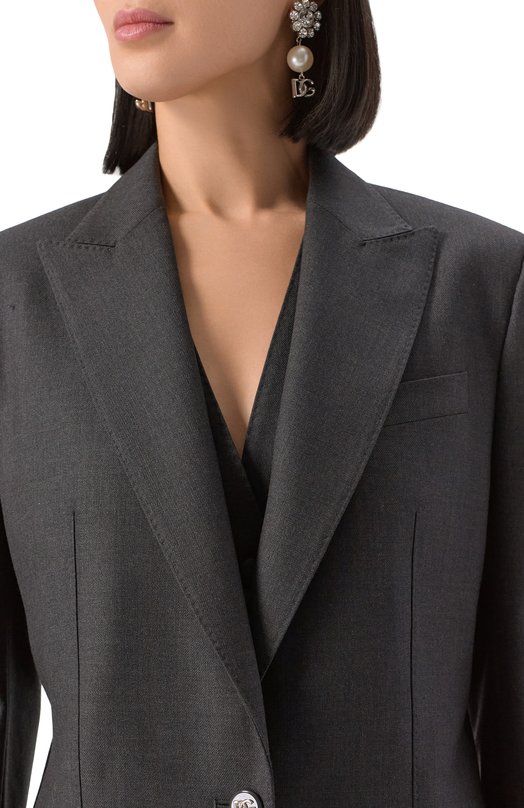 Шерстяной жакет Dolce & Gabbana F29GGT/FU287 Серый  F29GGT/FU287 Фото 5