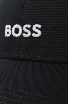 Мужская хлопковая бейсболка BOSS темно-синего цвета, арт. 50495121 | Фото 4 (Нос: Не проставлено; Материал: Хлопок, Текстиль)