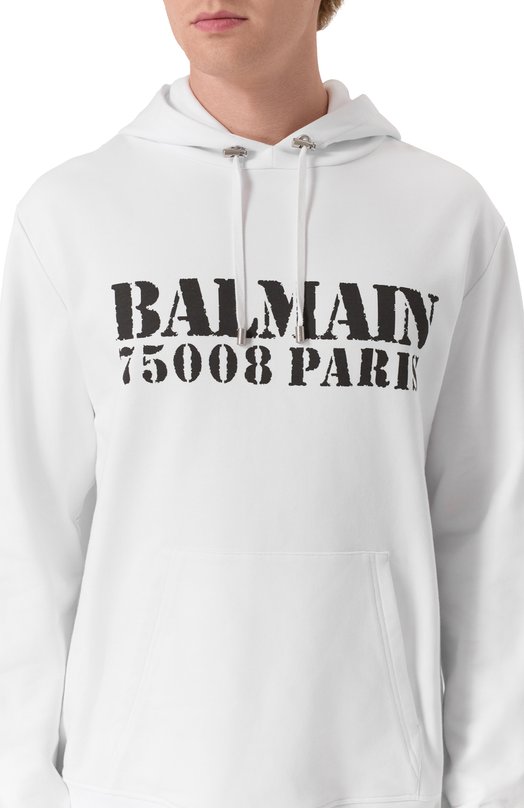 Хлопковое худи Balmain FH1JT047/BD04 Белый  FH1JT047/BD04 Фото 5
