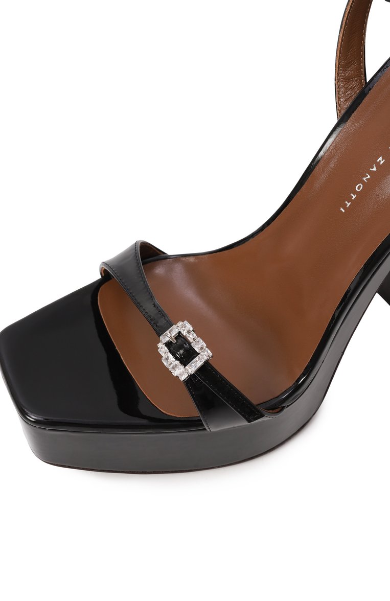 Женские лакированные босоножки himari GIUSEPPE ZANOTTI DESIGN черного цвета, арт. E500013 | Фото 7 (Материал внутренний: Натуральная кожа; Материал сплава: Проставлено; Материал внешний: Натуральная кожа; Каблук высота: Высокий; Подошва: Платформа; Драгоценные камни: Проставлено; Каблук тип: Устойчивый)