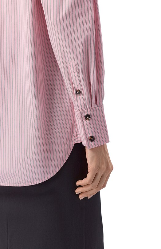 Хлопковая рубашка Ganni A1040070 Розовый  A1040070 Фото 5