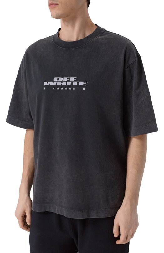 Хлопковая футболка Off-White 0MAA120F25JER003 Серый  0MAA120F25JER003 Фото 3