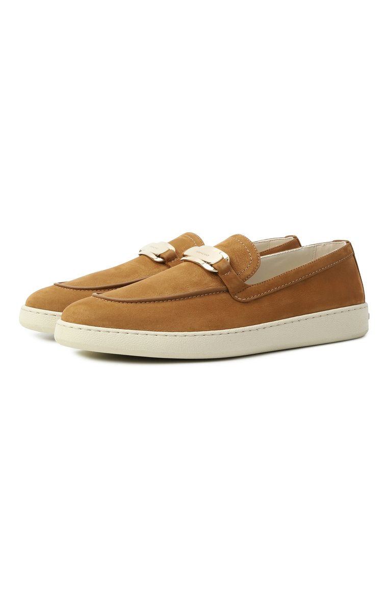 Женские лоферы new vara из нубука FERRAGAMO светло-коричневого цвета, арт. 030627/779041 | Фото 1 (Материал внутренний: Натуральная кожа; Автоматизация состава: Проставлено; Автоматизация ТО: Проставлено; Подошва: Платформа; Материал внешний: Натуральная кожа)