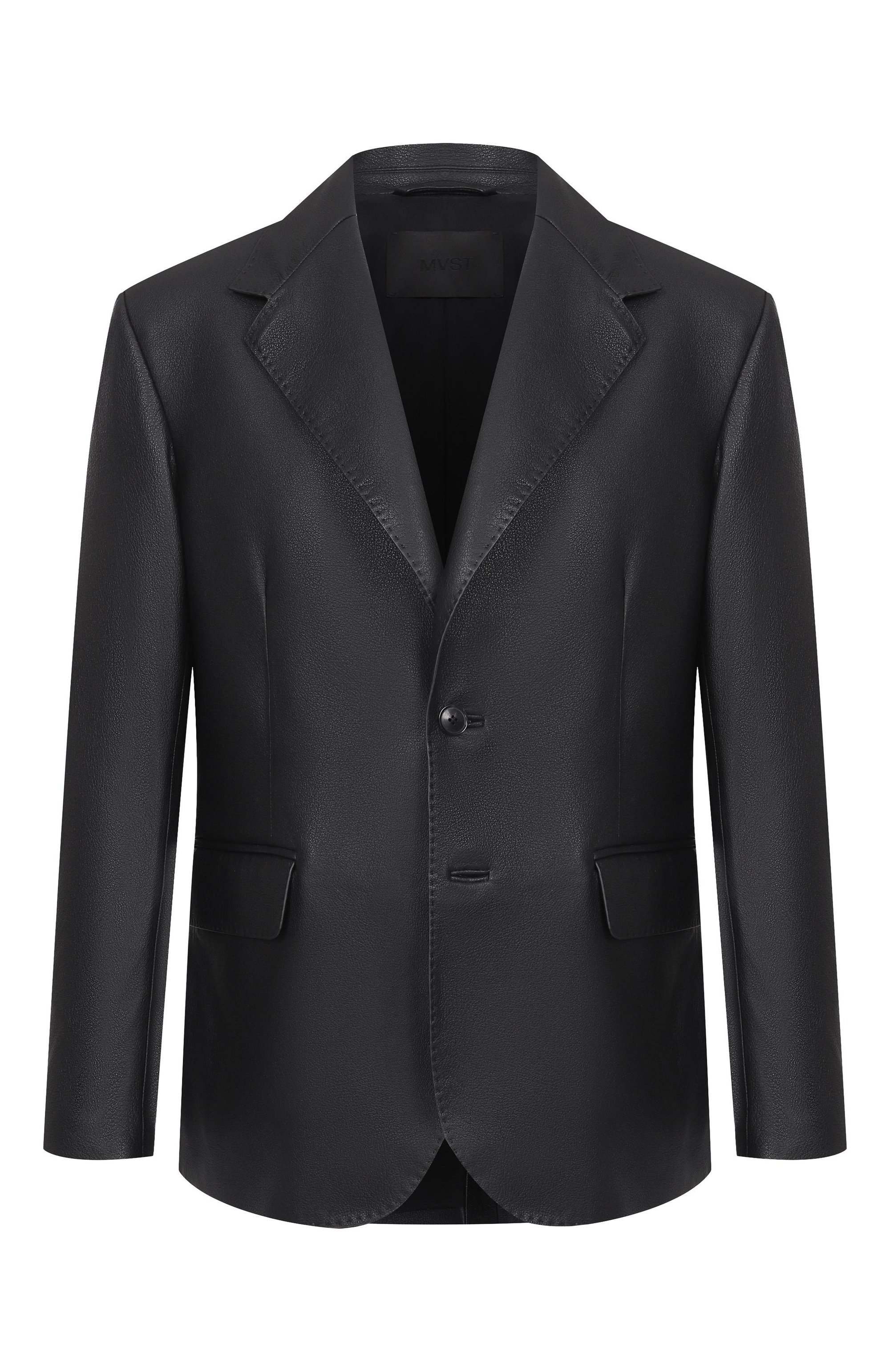 Кожаный пиджак MVST черного цвета по цене 489500 руб., арт. M25.1PM.J004/BIG SIZE/CERV0 SILKY, фото 1 Кожаный пиджак MVST, арт. M25.1PM.J004/BIG SIZE/CERV0 SILKY, фото 1