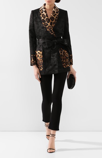 Жакет с поясом DOLCE & GABBANA черного цвета по цене 385500 руб., арт. F29DHT/FJRDJ, фото 2 Жакет с поясом DOLCE & GABBANA, арт. F29DHT/FJRDJ, фото 2