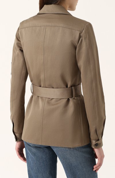 Френч из смеси хлопка и льна с поясом SAINT LAURENT, арт. 509201/Y121S, фото 4