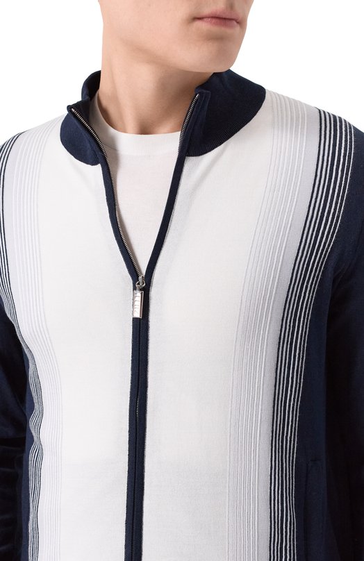 Кардиган из хлопка и шелка Zilli KZMC01M0142VZIS00 Синий  KZMC01M0142VZIS00 Фото 5