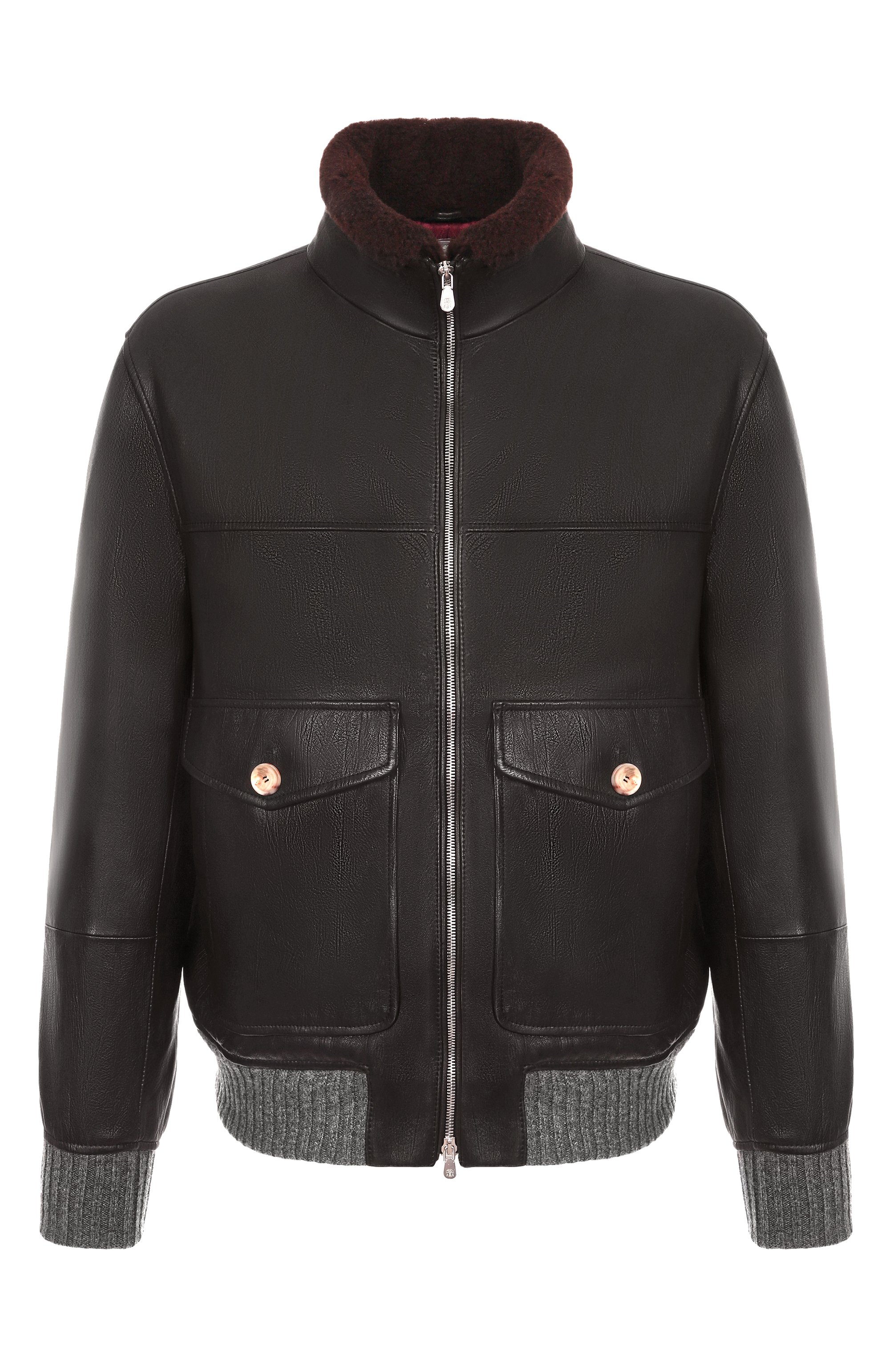 Кожаный бомбер с меховым воротником BRUNELLO CUCINELLI, арт. MPAMA2052, фото 1
