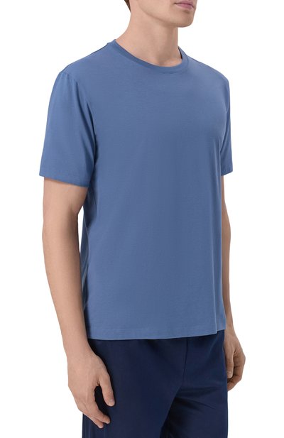 Хлопковая футболка HANRO голубого цвета по цене 9660 руб., арт. 075050., фото 3 Хлопковая футболка HANRO, арт. 075050., фото 3