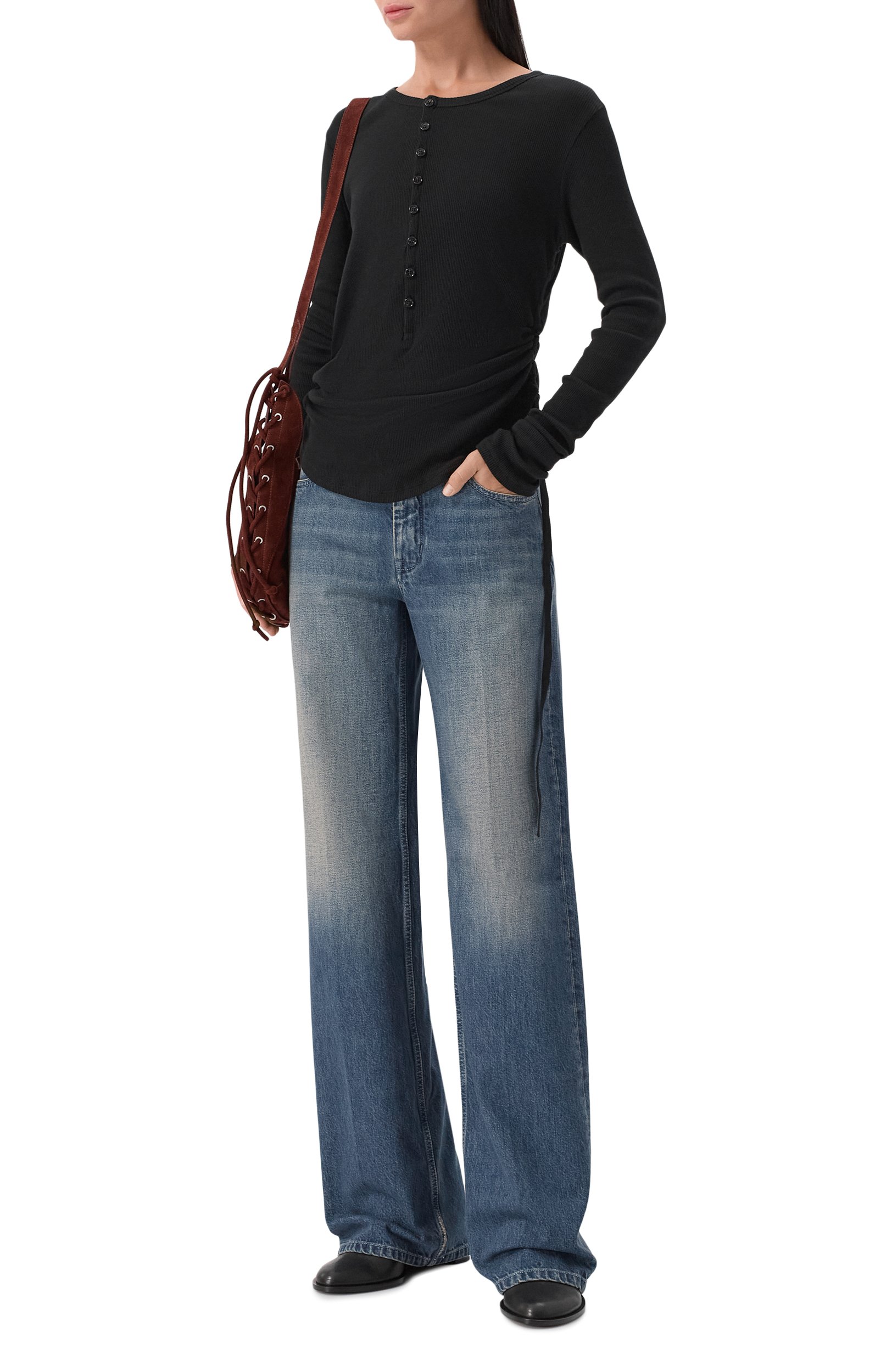 Хлопковый лонгслив-хенли ANN DEMEULEMEESTER, арт. B0014225/FA659, фото 2