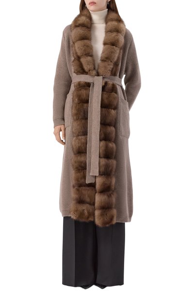 Кардиган из шерст�и и кашемира с отделкой из соболя MANZONI24, арт. 25M1427-XZ, фото 3