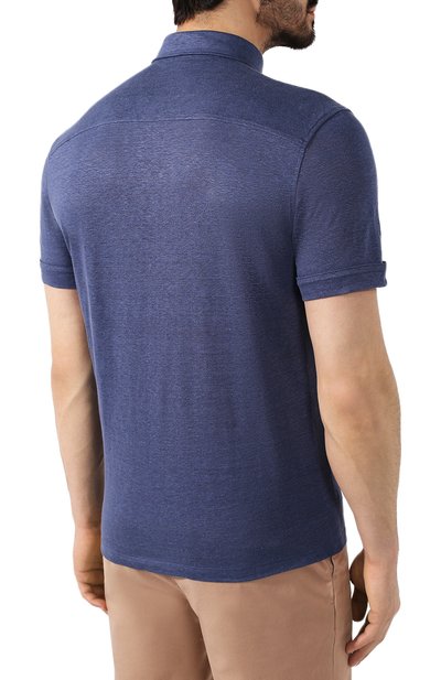 Льняное поло ZEGNA синего цвета по цене 39950 руб., арт. UU564/723, фото 4 Льняное поло ZEGNA, арт. UU564/723, фото 4