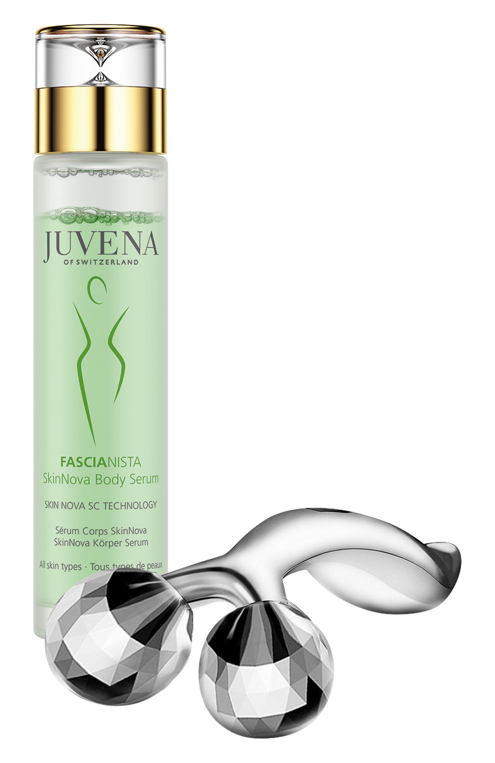 Моделирующая и увлажняющая сыворотка для тела фасцианиста с массажным роллером (125ml) JUVENA бесцветного цвета по цене 14800 руб., арт. 2482, фото 1 Моделирующая и увлажняющая сыворотка для тела фасцианиста с массажным роллером (125ml) JUVENA, арт. 2482, фото 1