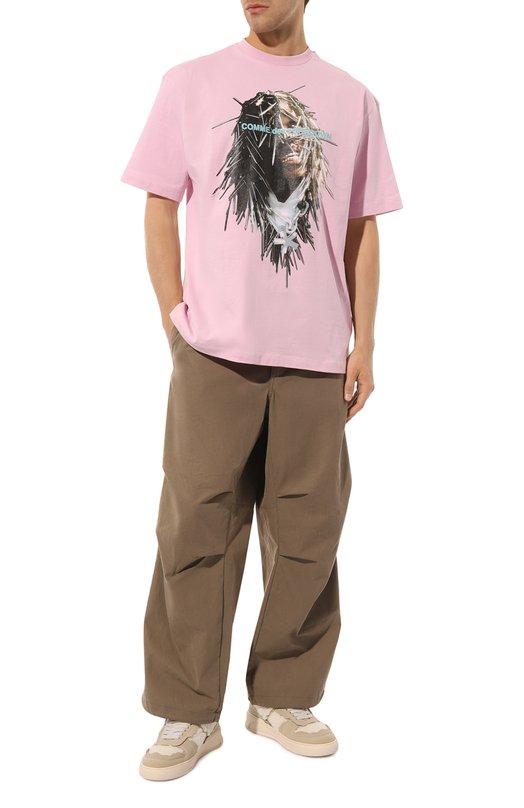 Хлопковая футболка Comme des Fuckdown CFABM00047 Розовый  CFABM00047 Фото 2