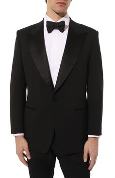 Мужской шерстяной пиджак TOM FORD черного цвета, арт. Q22R12/21RP48_1 | Фото 3 (Материал внешний: Шерсть; Рукава: Длинные; Случай: Вечерний; Длина (для топов): Стандартные; Материал сплава: Проставлено; Стили: Классический; 1-2-бортные: Однобортные; Драгоценные камни: Проставлено; Пиджаки М: Приталенный)