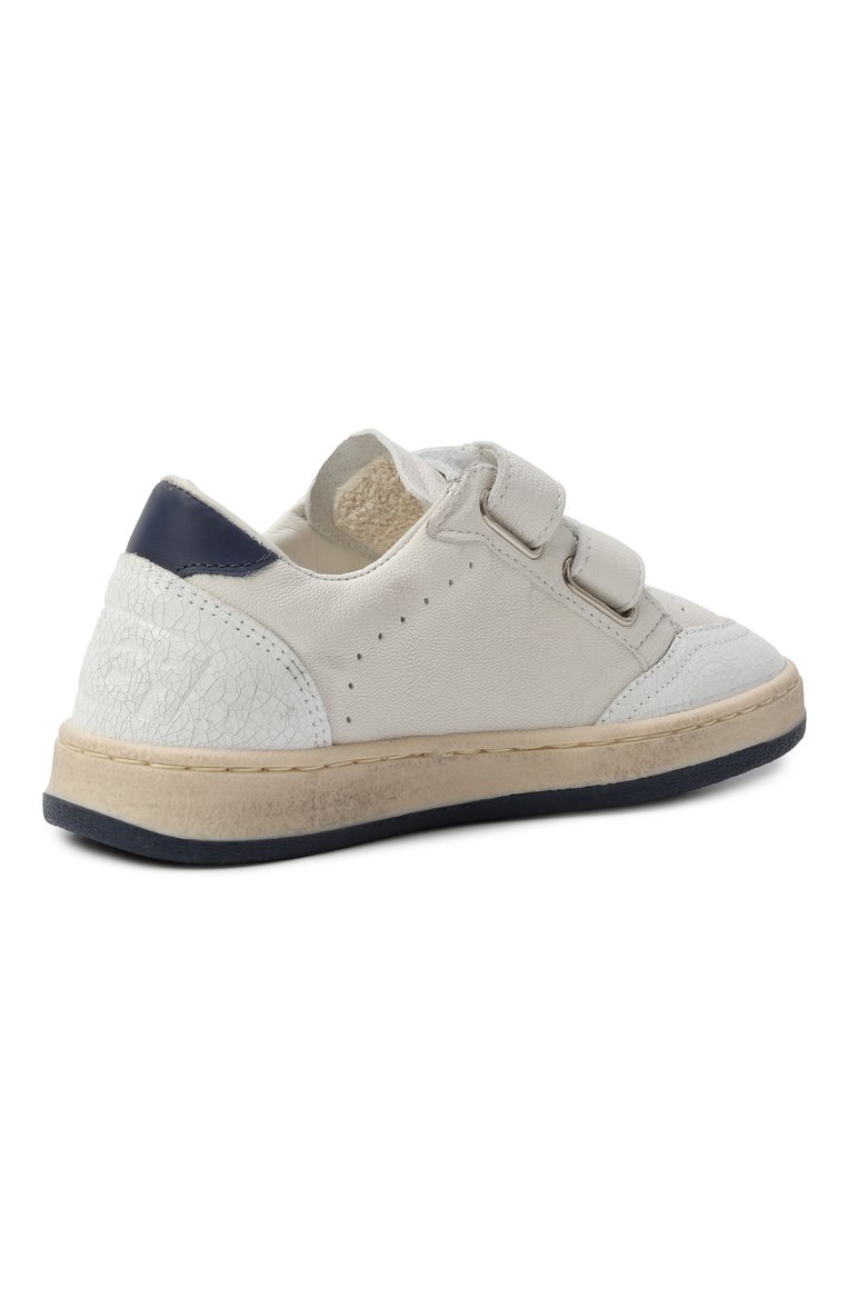 Детские кожаные кеды ball star GOLDEN GOOSE DELUXE BRAND молочного цвета, арт. GYF00501.F006805 | Фото 3 (Материал внутренний: Текстиль; Материал внешний: Натуральная кожа; Нос: Не проставлено; Кросс-КТ: велькро; Мальчики Кросс-КТ: Обувь-низкие; Автоматизация состава: Проставлено)