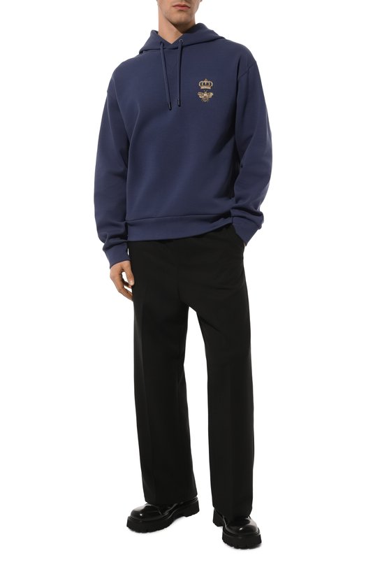 Хлопковое худи Dolce & Gabbana G9ACJZ/HU7H9 Синий  G9ACJZ/HU7H9 Фото 2