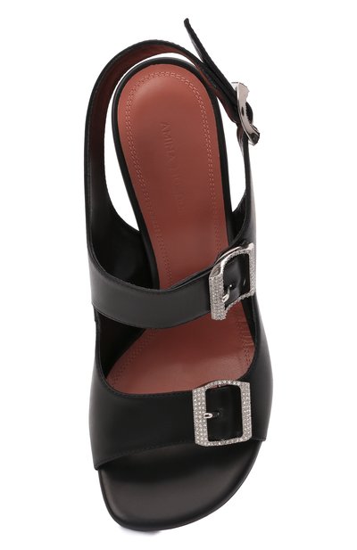 Кожаные босоножки marni AMINA MUADDI, арт. MARNI SANDAL/CALF/BLACK+WHITE CRYSTALS, фото 5