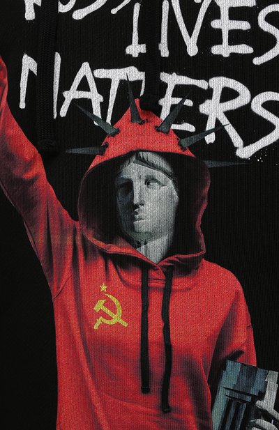 Хлопковое худи DIEGO VENTURINO черного цвета по цене 22300 руб., арт. FW21-DV FLH WWE-RLM, фото 5 Хлопковое худи DIEGO VENTURINO, арт. FW21-DV FLH WWE-RLM, фото 5