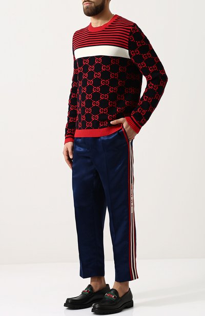 Укороченные брюки прямого кроя с контрастными лампасами GUCCI, арт. 495697/Z791A, фото 2