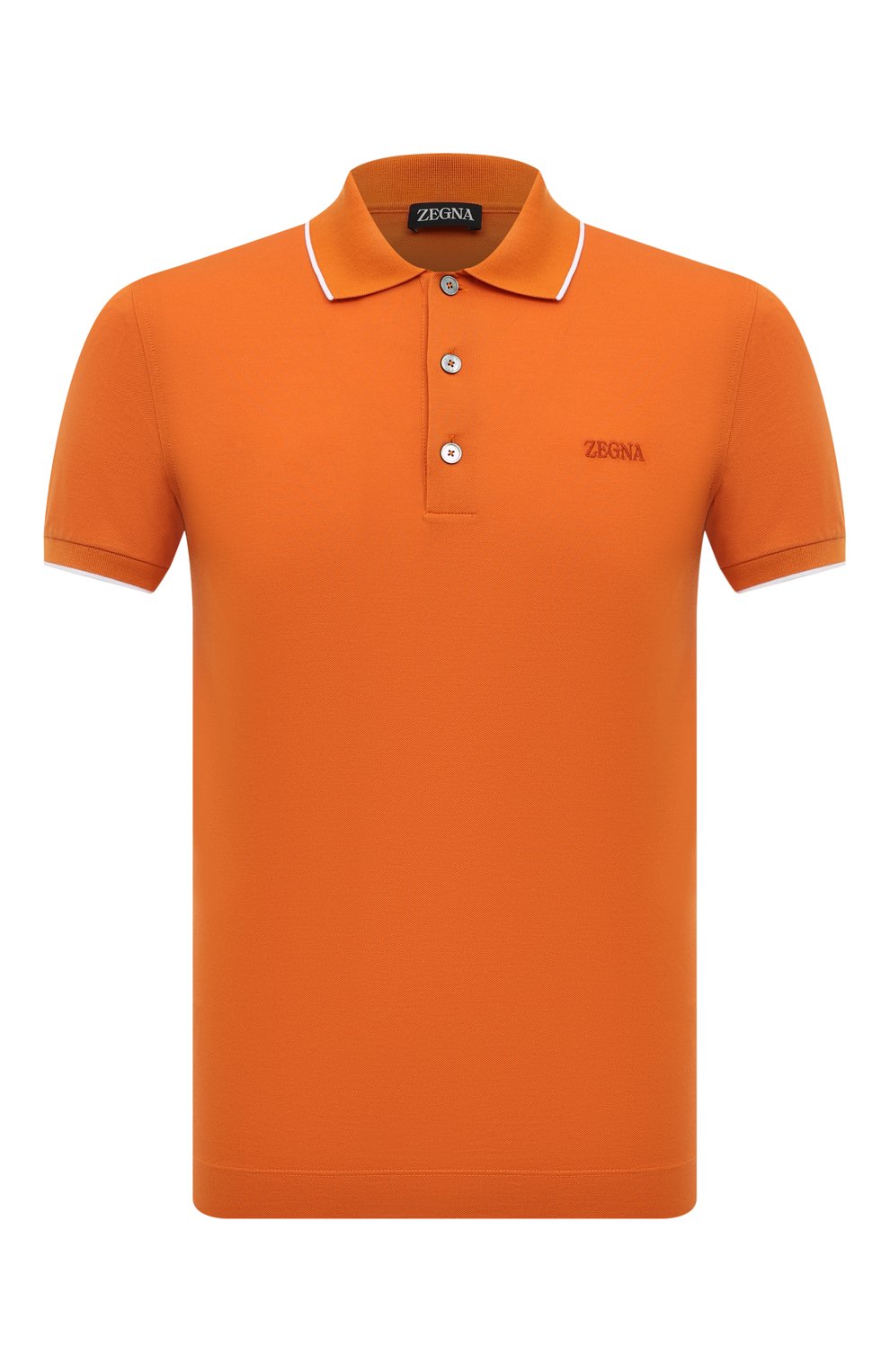 Хлопковое поло ZEGNA оранжевого цвета по цене 49950 руб., арт. UD358A7/D746, фото 1 Хлопковое поло ZEGNA, арт. UD358A7/D746, фото 1