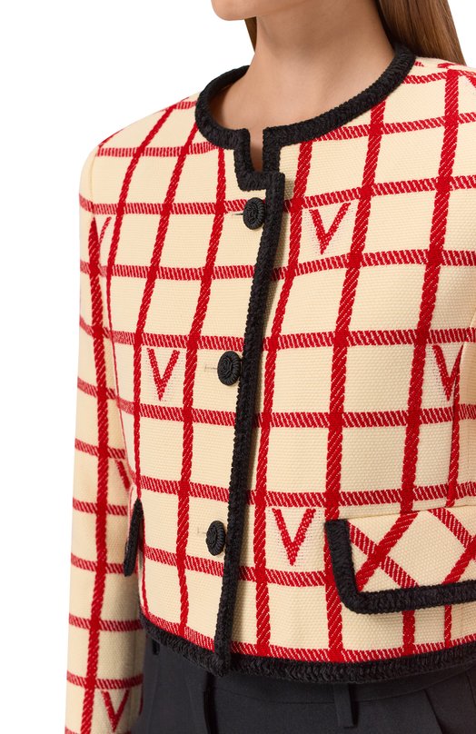 Жакет из шерсти и хлопка Valentino 7B3CE4K0/9JN Кремовый  7B3CE4K0/9JN Фото 5