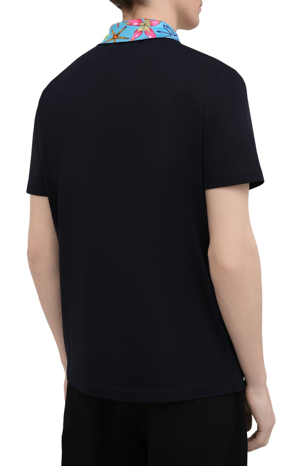 Хлопковое поло VERSACE темно-синего цвета по цене 57000 руб., арт. A89322/A237141, фото 4 Хлопковое поло VERSACE, арт. A89322/A237141, фото 4