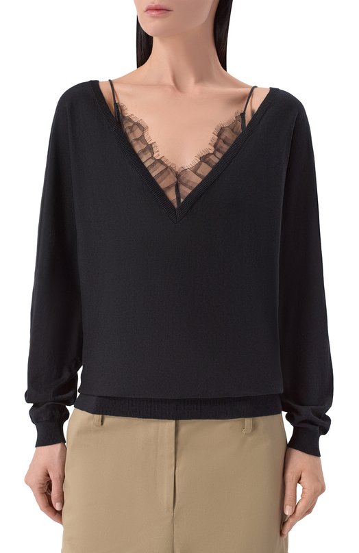 Пуловер из хлопка и шелка Iro WP12AUBEPINE Чёрный  WP12AUBEPINE Фото 3