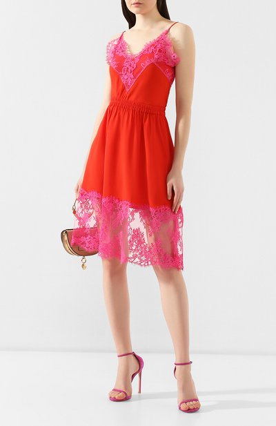 Юбка с кружевной отделкой MSGM красного цвета по цене 32800 руб., арт. 2642MDD136 195302, фото 2 Юбка с кружевной отделкой MSGM, арт. 2642MDD136 195302, фото 2