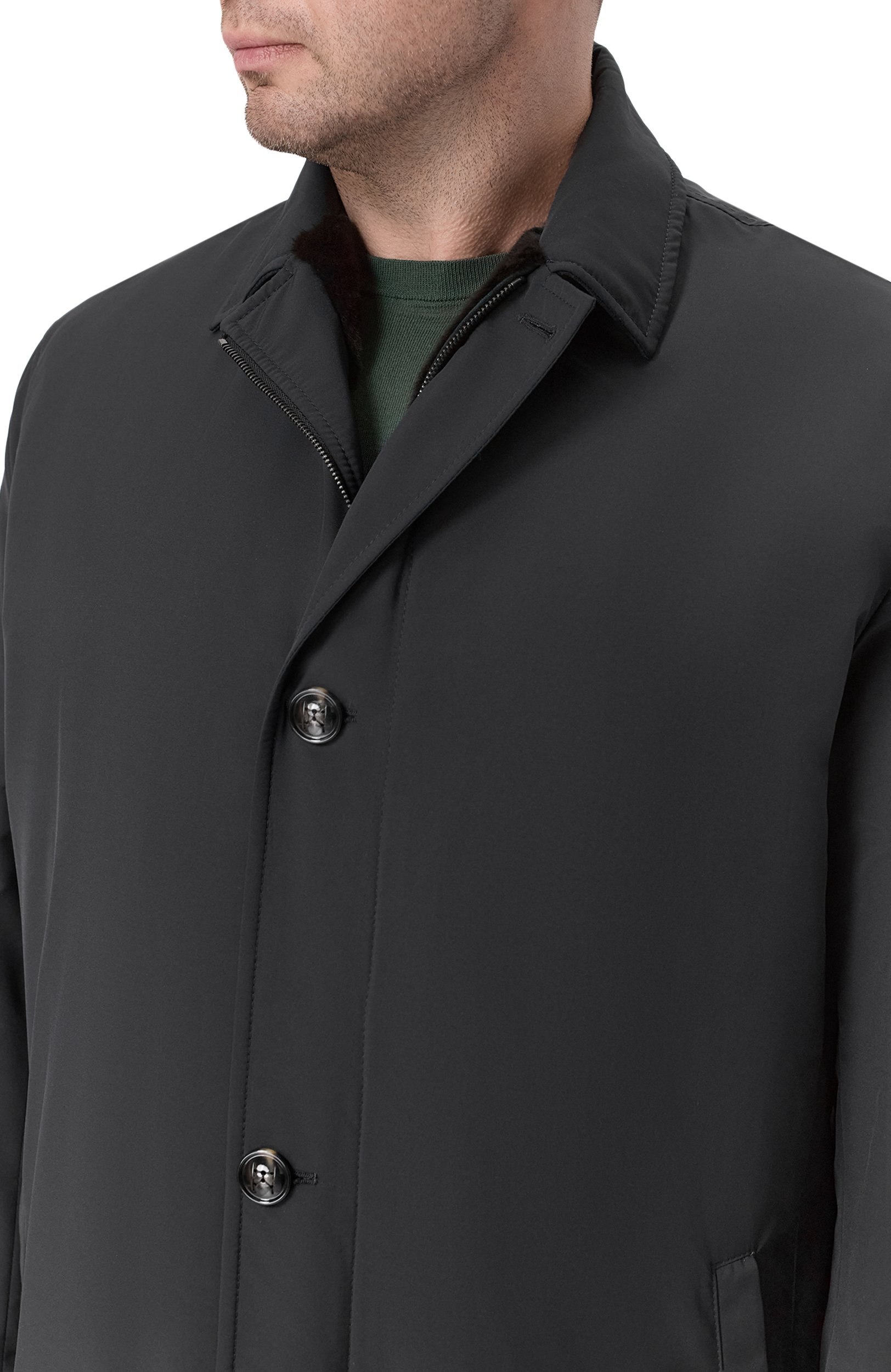 Пальто с подкладкой из овчины KITON черного цвета по цене 1835000 руб., арт. UW1932AV0403F21_62-68, фото 5 Пальто с подкладкой из овчины KITON, арт. UW1932AV0403F21_62-68, фото 5