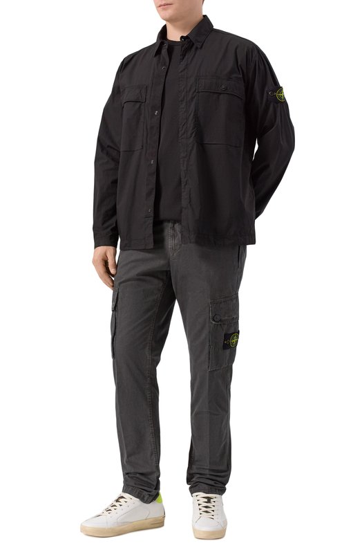 Хлопковая куртка-рубашка Stone Island K1S151200015/S0003 Чёрный  K1S151200015/S0003 Фото 2