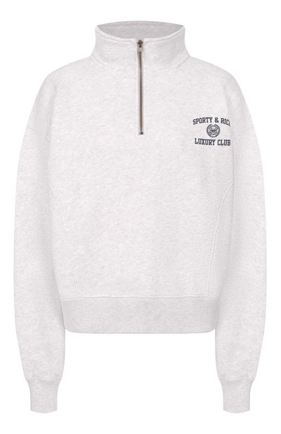 Женский хлопковый анорак luxury club SPORTY AND RICH, арт. ST0987842GY03/S&amp;R LUXURY CLUB QUARTER ZIP