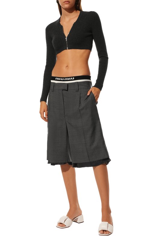 Кашемировый кардиган Miu Miu MMF597-1034-F0308 Серый  MMF597-1034-F0308 Фото 2