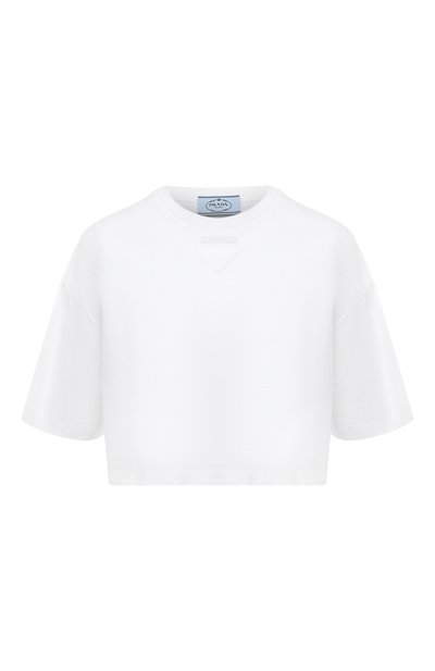 Женская хлопковая футболка PRADA, арт. 3560A-1Y98-F0009-212