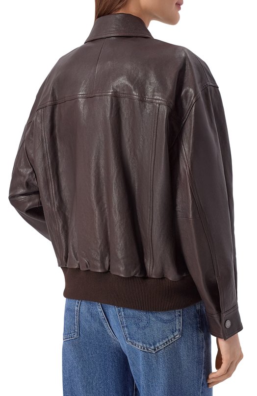 Кожаный бомбер Weekend Max Mara WKDGIGANTE Коричневый  WKDGIGANTE Фото 4