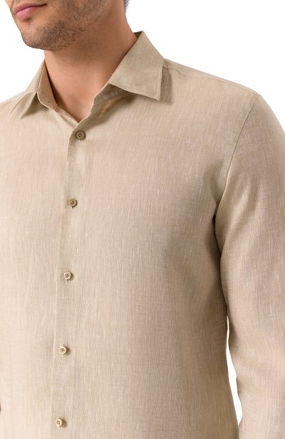 Льняная рубашка BOSS бежевого цвета по цене 22450 руб., арт. 50490234, фото 5 Льняная рубашка BOSS, арт. 50490234, фото 5