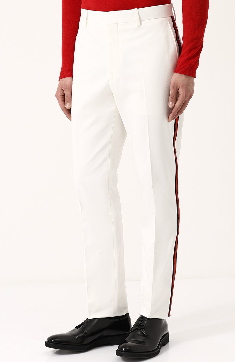 Хлопковые брюки прямого кроя с контрастными лампасами CALVIN KLEIN 205W39NYC, арт. 81MWPA12/C163, фото 1