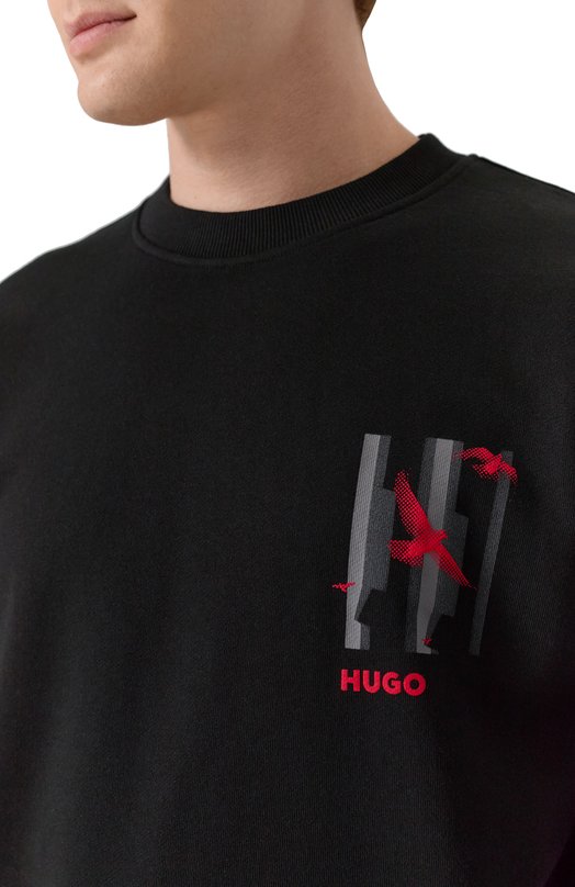 Хлопковый свитшот HUGO 50544533 Чёрный  50544533 Фото 5
