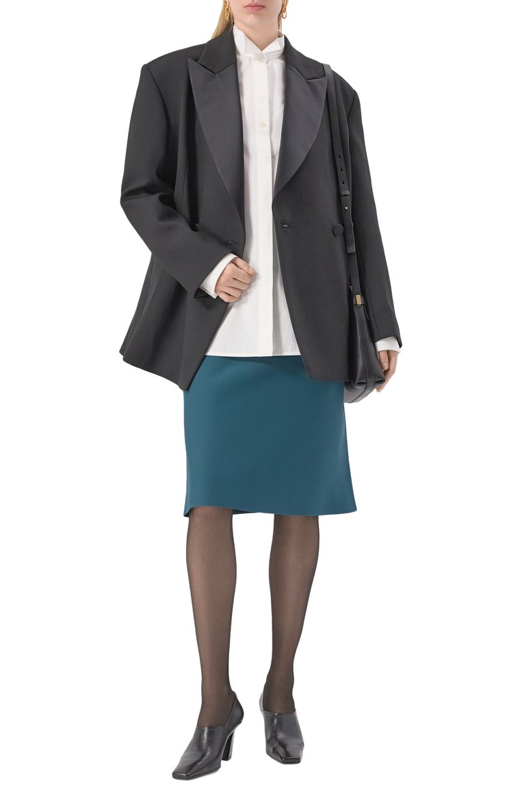 Женская юбка JIL SANDER бирюзового цвета, арт. J03MA0236/J19155 | Фото 2 (Автоматизация состава: Проставлено; Автоматизация ТО: Проставлено; Материал внешний: Синтетический материал; Длина Ж (юбки, платья, шорты): До колена; Стили: Кэжуэл; Женское Кросс-КТ: Юбка-одежда)