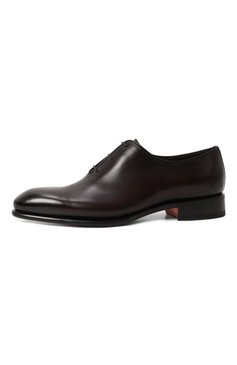 Мужские кожаные оксфорды SANTONI темно-коричневого цвета, арт. MCCG16229MC1HVVDN01 | Фото 4 (Материал внешний: Натуральная кожа; Материал сплава: Проставлено; Материал внутренний: Натуральная кожа; Нос: Не проставлено; Стили: Классический)