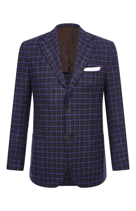 Пиджак из шерсти и шелка Kiton UG81K0128G02 Синий UG81K0128G02