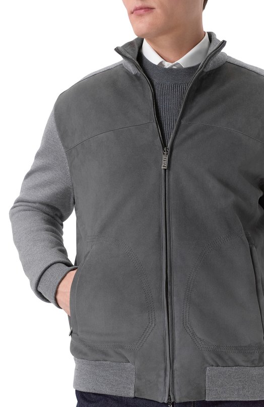 Кардиган с замшевой отделкой Zilli KZMC01M0270VTSU00_002 Серый  KZMC01M0270VTSU00_002 Фото 5