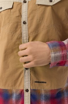 Мужская комбинированная рубашка DSQUARED2 разноцветного цвета, арт. S74DM0916/D35160 | Фото 5 (Материал сплава: Проставлено; Драгоценные камни: Проставлено; Длина (для топов): Стандартные; Рукава: Длинные; Воротник: Кент; Случай: Повседневный; Манжеты: На пуговицах; Принт: Клетка; Стили: Гранж; Мужское Кросс-КТ: Куртка-рубашка; Материал внешний: Хлопок)