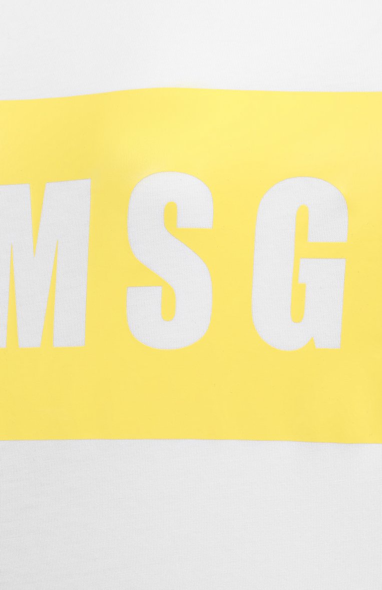 Женская хлопковая футболка MSGM белого цвета, арт. 3841MDM520/257002 | Фото 6 (Материал внешний: Хлопок; Рукава: Короткие; Длина (для топов): Стандартные; Принт: С принтом; Стили: Кэжуэл)