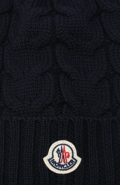 Шерстяная шапка MONCLER темно-синего цвета по цене 13850 руб., арт. F2-954-3B715-20-04S02, фото 3 Шерстяная шапка MONCLER, арт. F2-954-3B715-20-04S02, фото 3