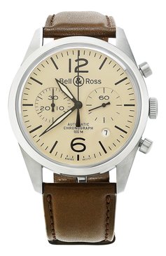 Мужские часы original beige BELL & ROSS бесцветного цвета, арт. BRV126-BEI-ST/SCA | Фото 1 (Механизм: Автомат; Материал корпуса: Сталь; Цвет циферблата: Бежевый; Региональные ограничения белый список (Axapta Mercury): Не проставлено; Нос: Не проставлено; Ограничения доставки: m-style)