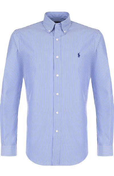 Хлопковая рубашка в полоску с воротником button down POLO RALPH LAUREN, арт. 710710556, фото 1